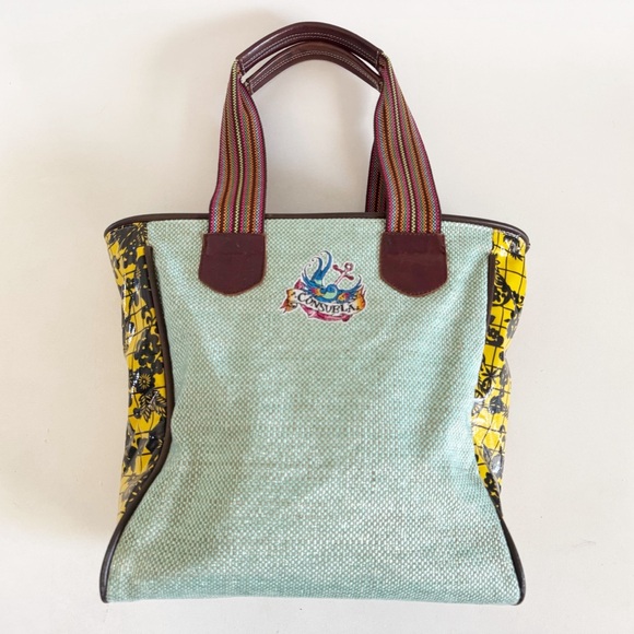 Consuela Classic Tote Bag Shopper Embroidered Floral Ethnic Boho Festive Fun - Picture 2 of 13